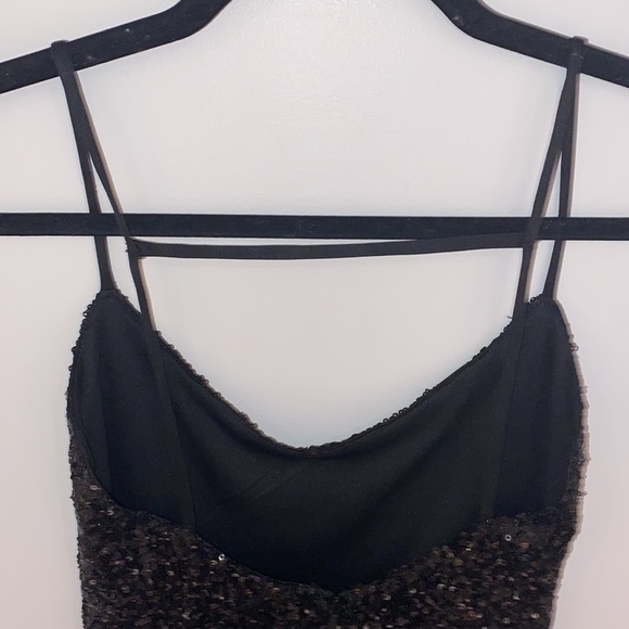 Asos sequin strappy midi dress in black - Picture 6 of 14